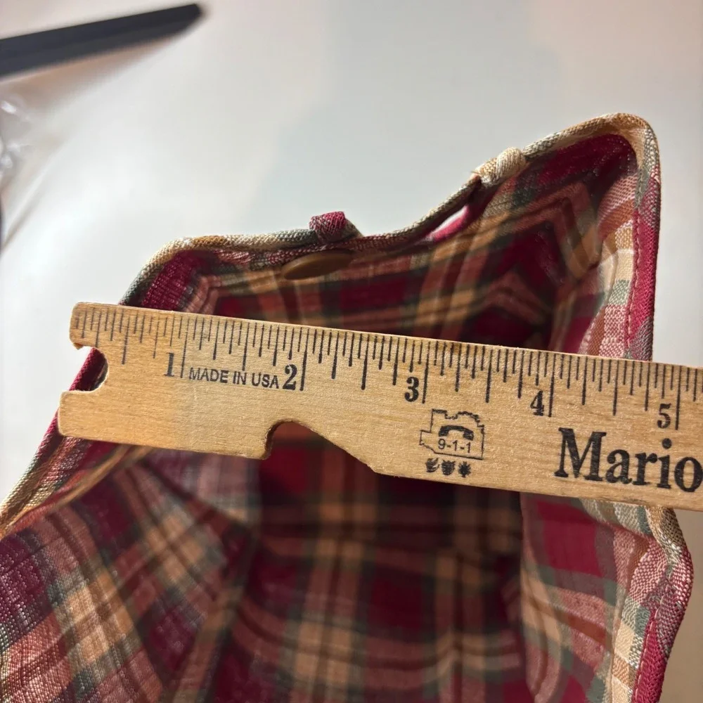 Longaberger Basket Liner 7 Inch Measuring Orchard Park Plaid Red Tan 2198981